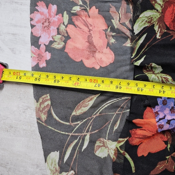 Harlow & Rose Floral Midi Dress Medium Faux Wrap Cottage Overlay Sheer Sleeves - Picture 6 of 16